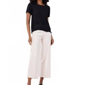 NEW AVENUE MONTAIGNE alex ankle wide leg pants in white denim